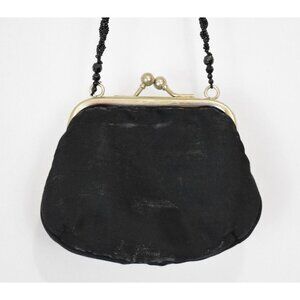 Vintage Beaded Chain Bag Satin Purse Flower Fairy Y2K Whimsigoth Silver Clasp